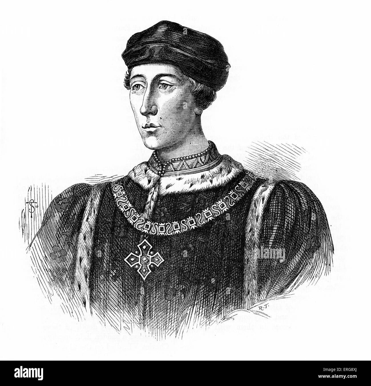 Henry VI of England, reigned as King of England from 1422 - 1461 and again from 1470-  1471, and disputed King of France from Stock Photo