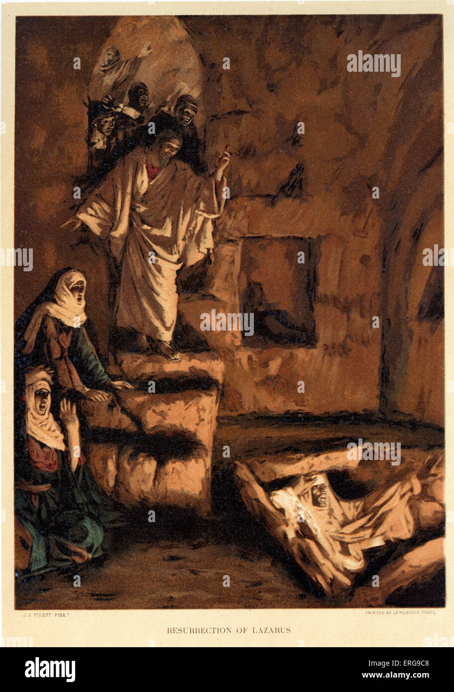 Resurrection of lazarus - St John, Chapter 11.  Illustrated by J James Tissot. French painter 15 October 1836 – 8 August 1902. Stock Photo