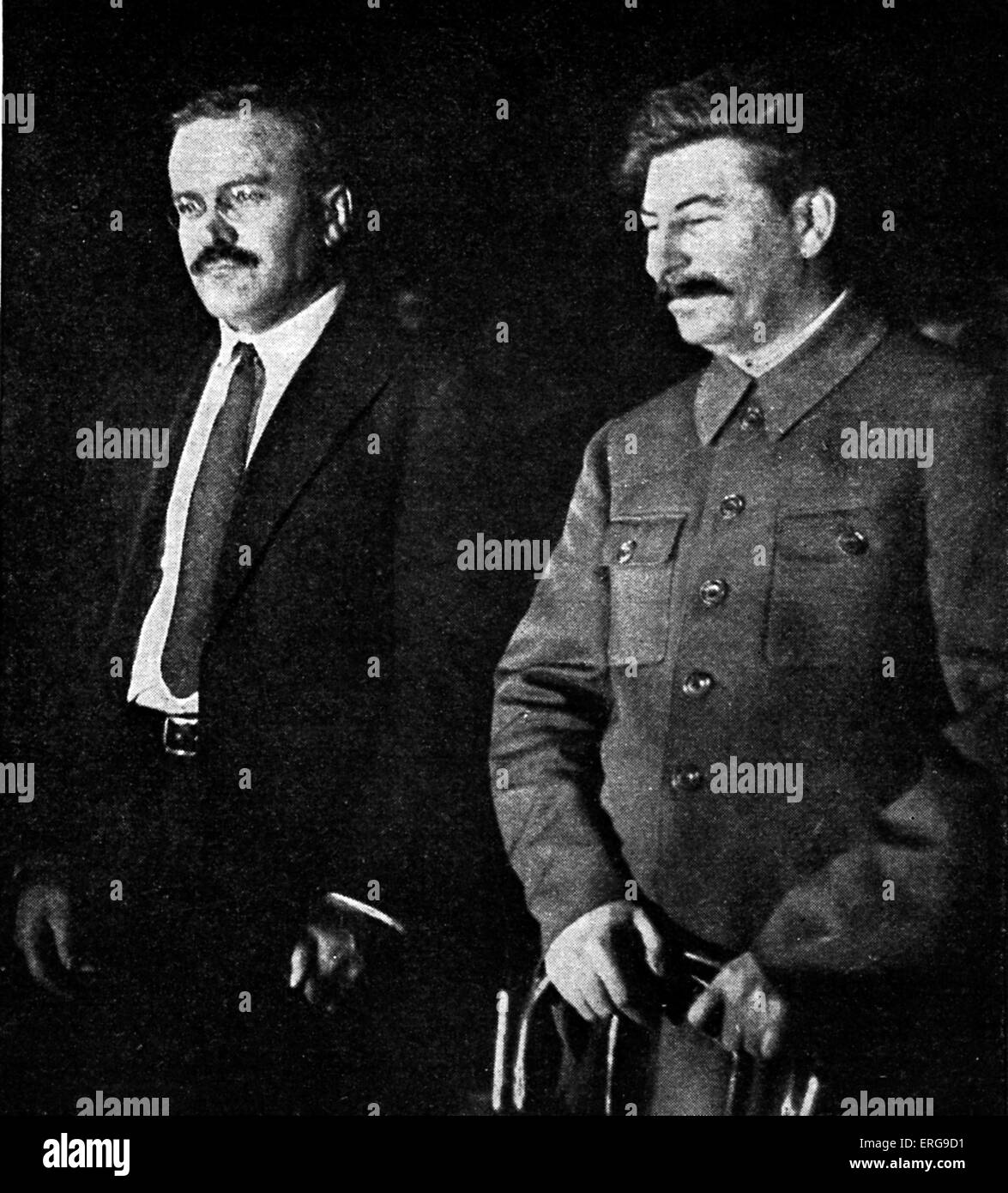 Vyacheslav Molotov and Joseph Stalin.    VM: Soviet politician and diplomat, 1890 – 8 November 1986. JS:  Georgian- born Stock Photo
