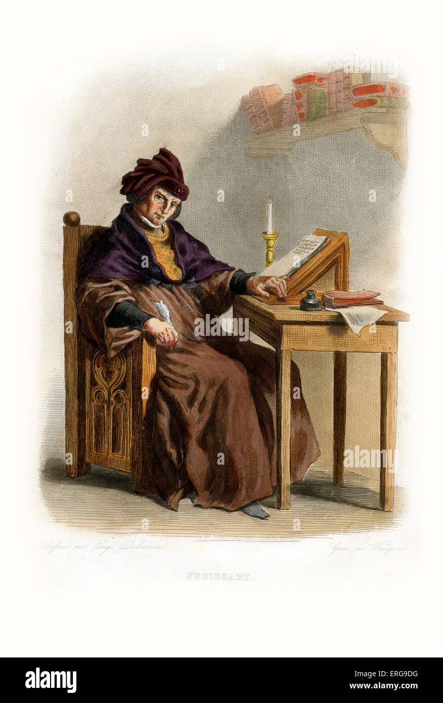 Jean Froissart (often referred to in English as John Froissart).One of the most important chroniclers of medieval France. Stock Photo