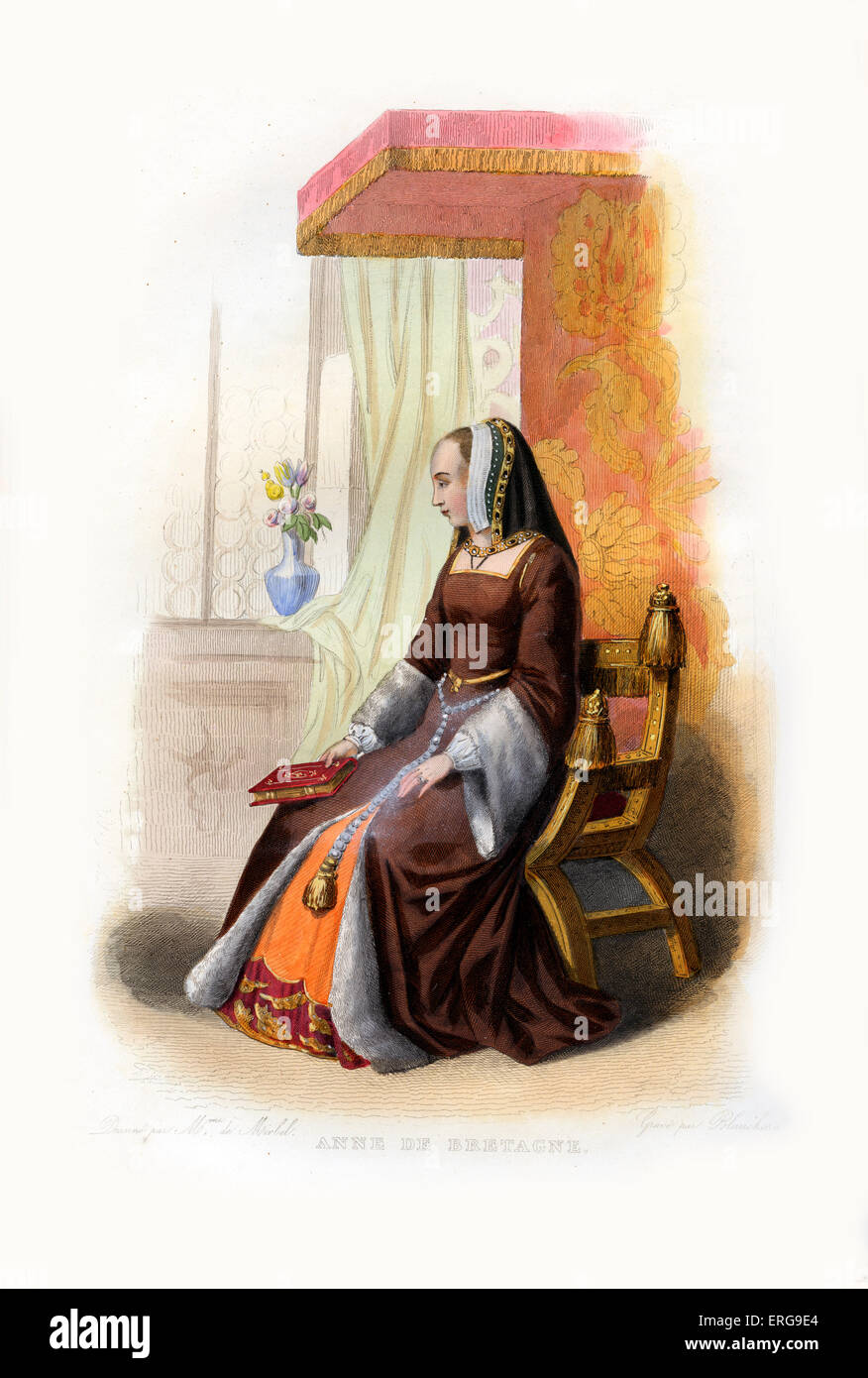 Anne of Brittany (French: Anne de Bretagne), Duchess of Brittany.  Breton ruler, who was to become queen to two successive Stock Photo