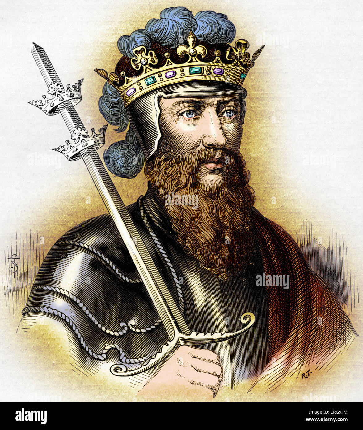 Edward III, King of England. His reign saw rise of England as efficiencet military power and of devlopment of  Parliament. 13 Stock Photo