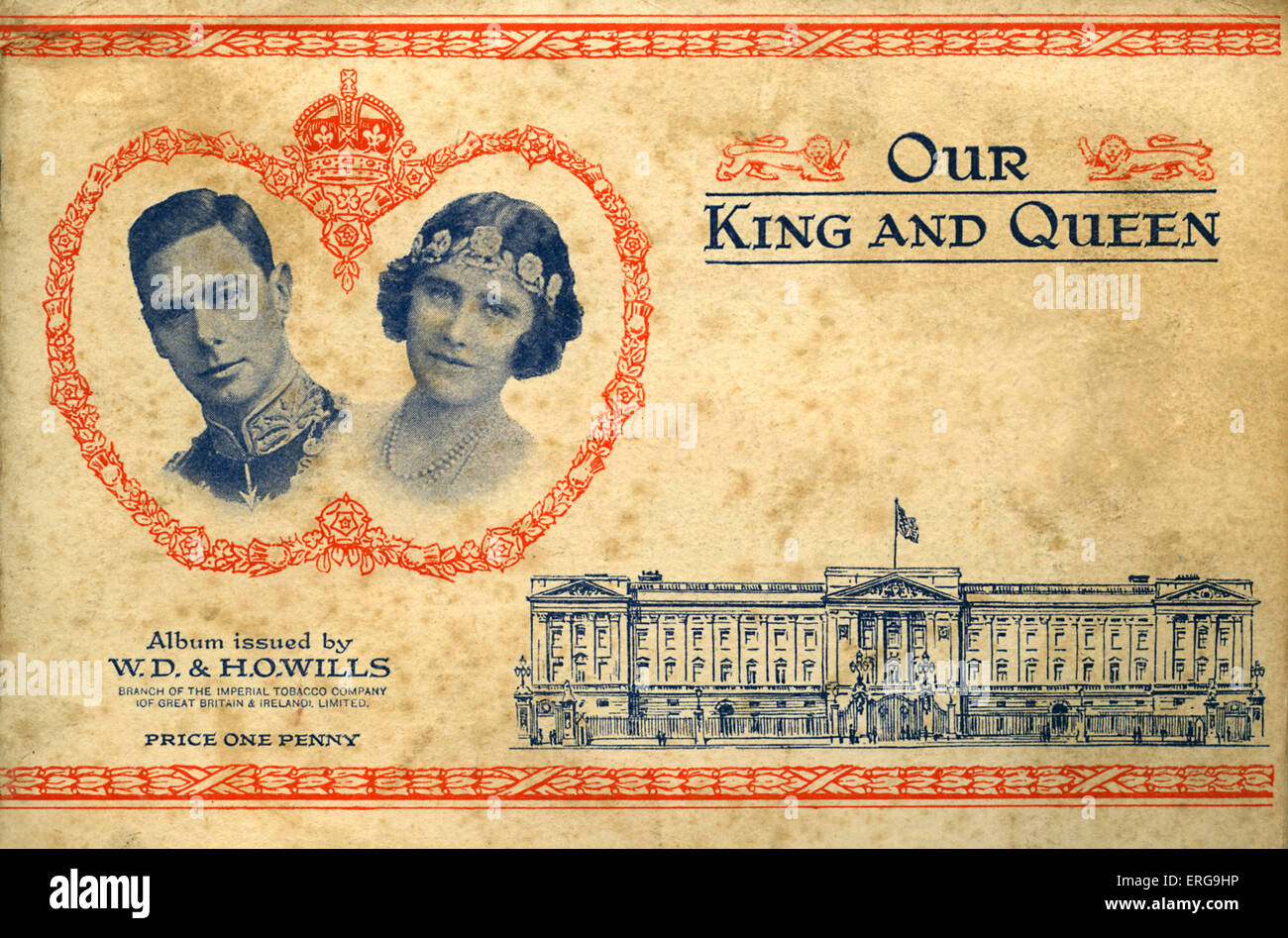 Our King and Queen. Cover of album published by W. D. &, H.O. Wills to commemorate coronation of King George VI, 12 May 1937. Stock Photo