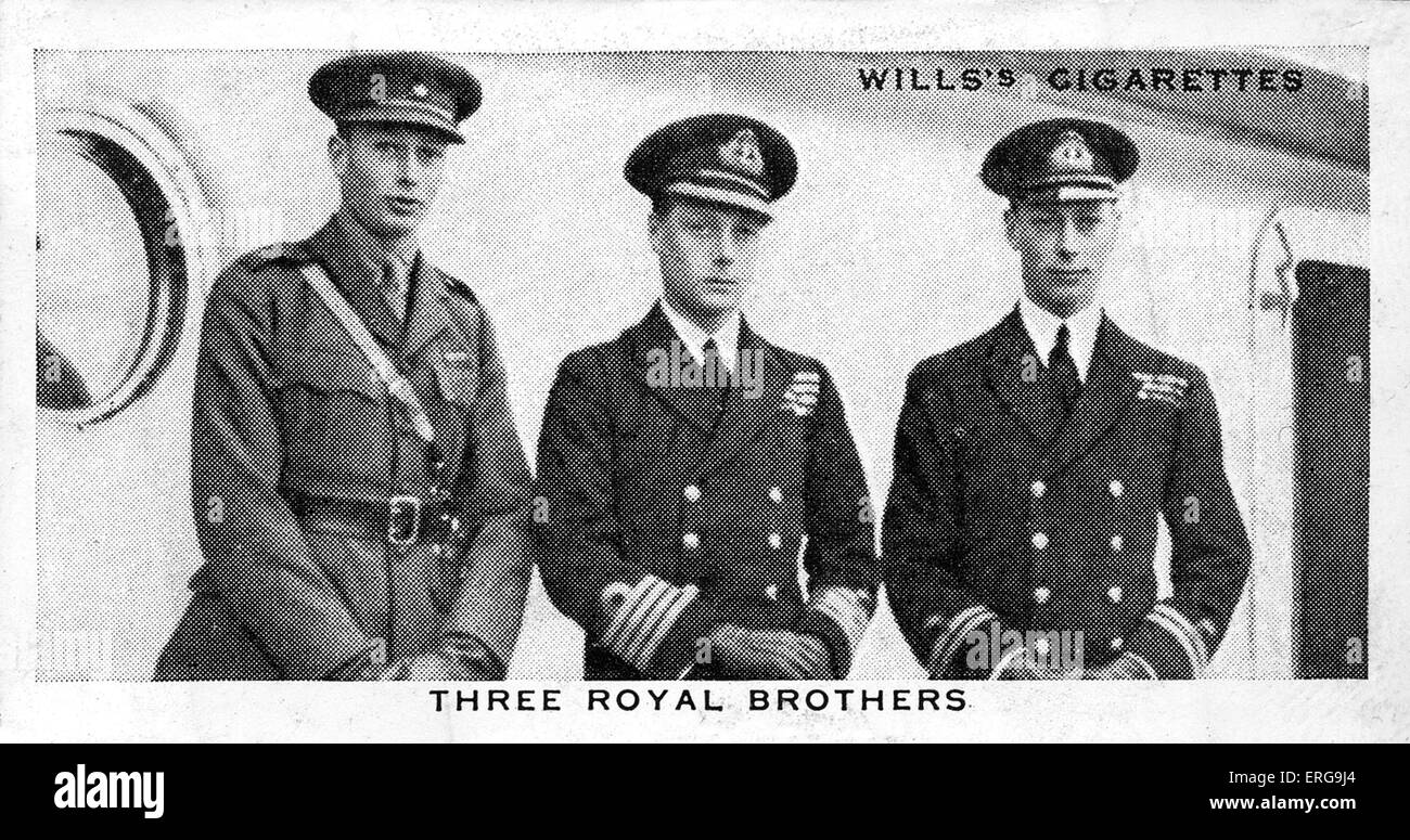 Royal brothers,16 March 1920: (from left to right) Henry (later the Duke of Gloucester); the Prince of Wales, formerly the King Stock Photo