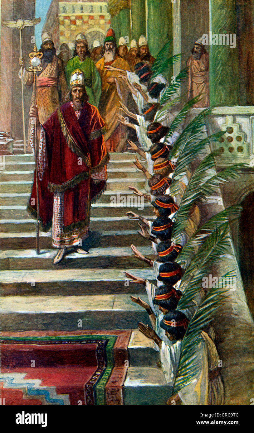 Mordecai 's Honour  by J James Tissot. Illustration to Book of Esther, 10.3 : 'For Mordecai the Jew was next unto King Stock Photo
