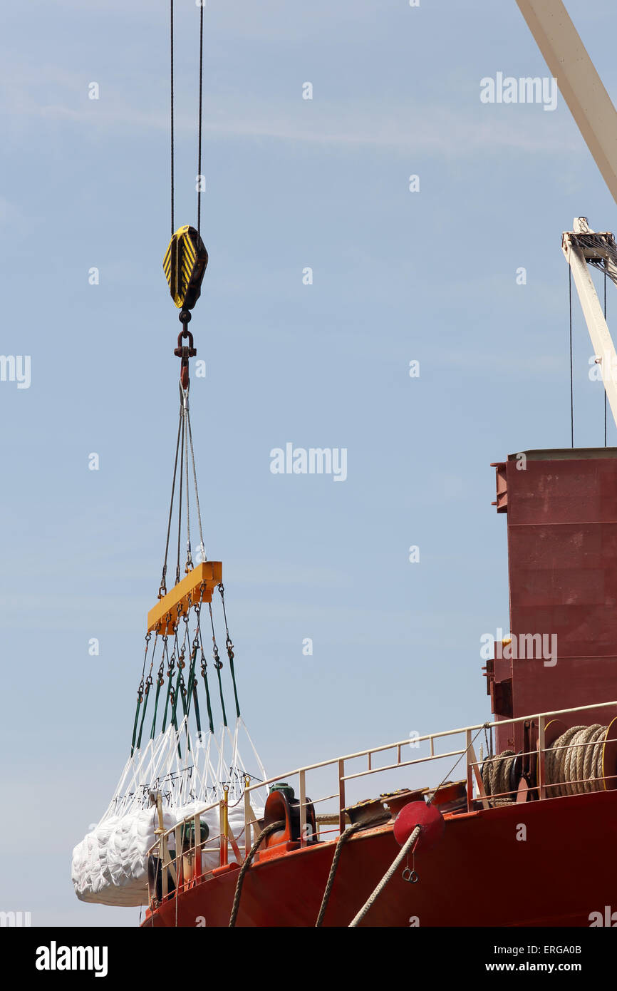 Cargo ship loaded with freight in port Stock Photo Alamy