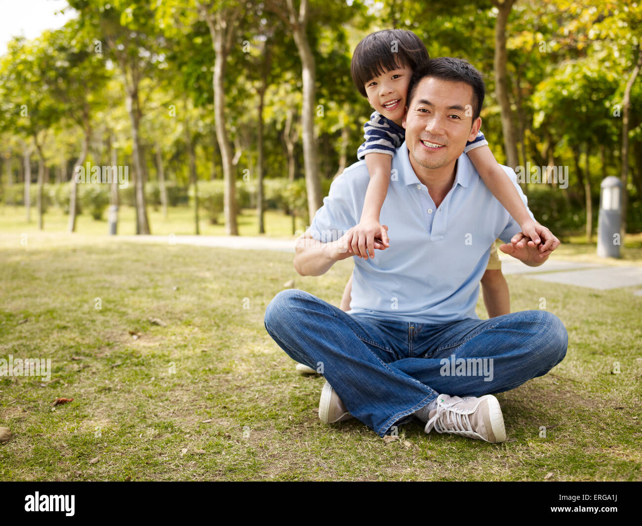 asian father and son Stock Photo