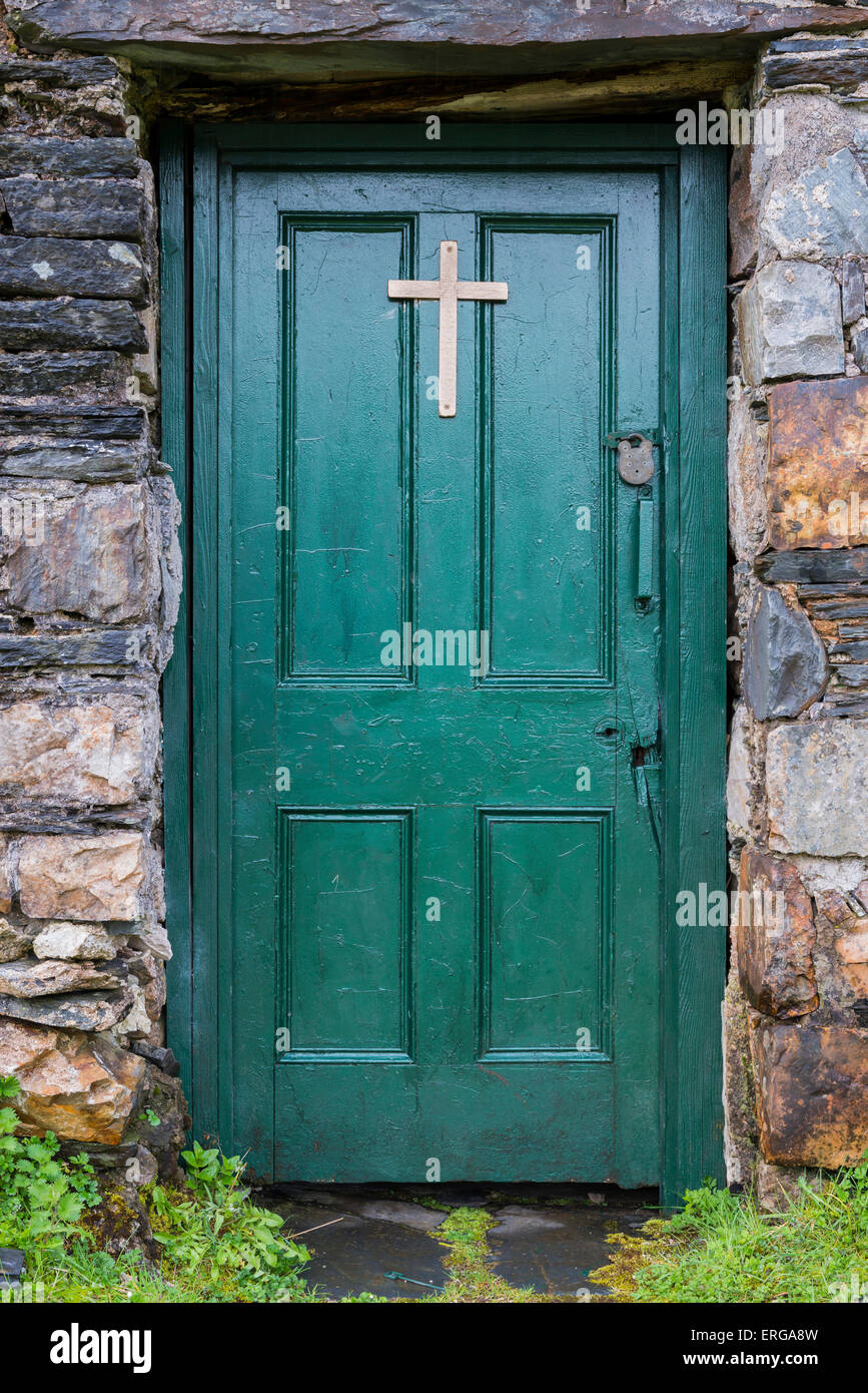 Old Green Church door in Ballachulish Stock Photo