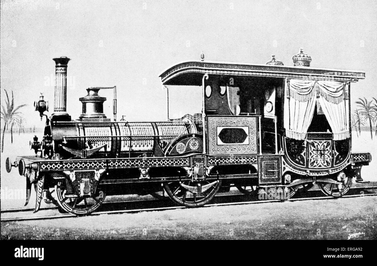 Passenger locomotive built for Egyptian viceroy,  by R. Stephenson & Co. in 1859. Stock Photo