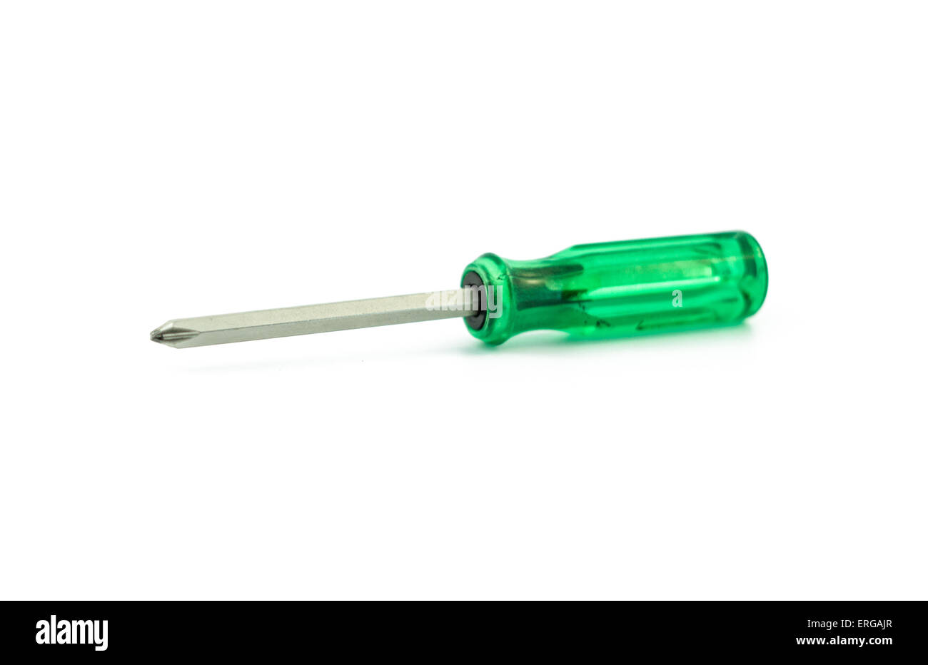 Screwdriver with green handle Stock Photo