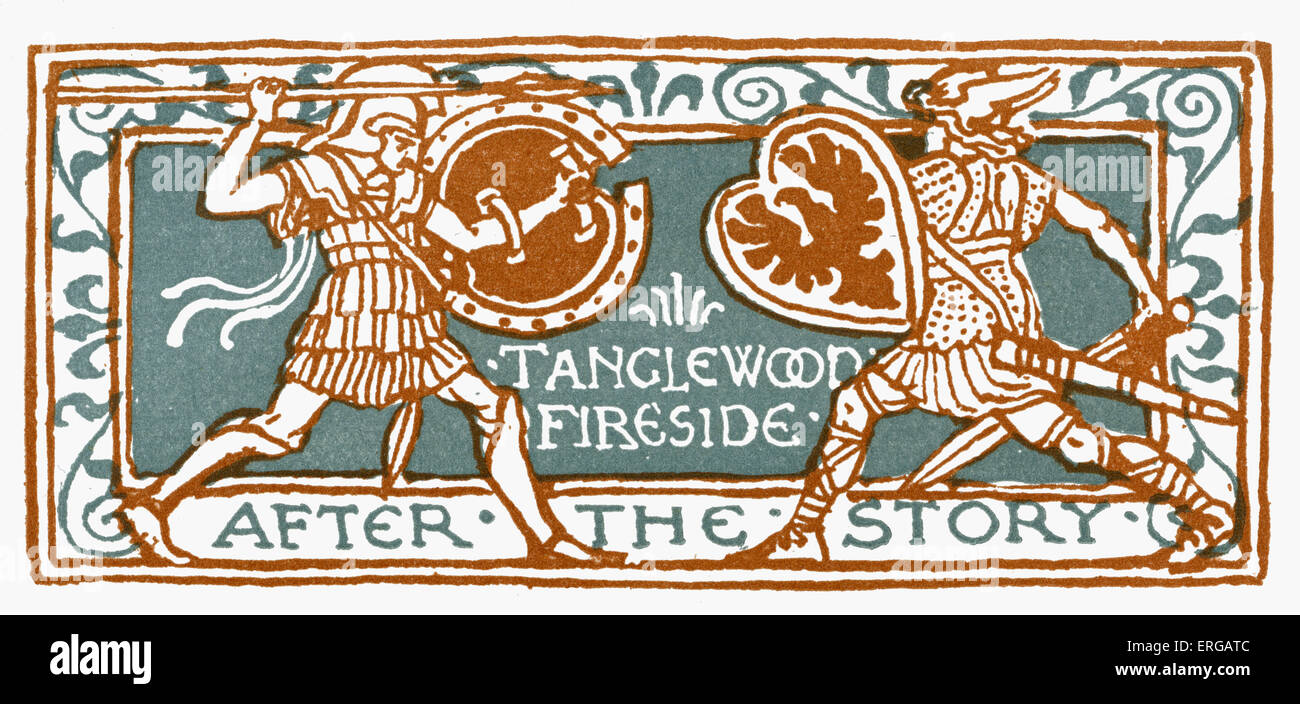 ' Tanglewood Fireside ' Illustrations by Walter Crane 1845 -1915. ( illustration title for the frame story in 'Wonder Book for Stock Photo