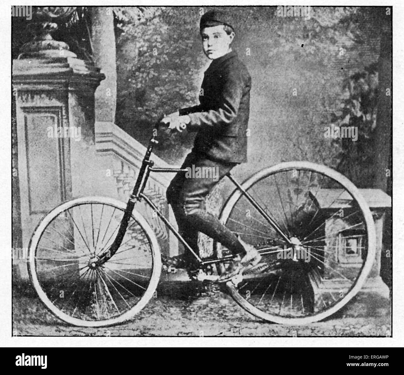 The son of J.B. Dunlop riding the first bicycle with inflatable tyres. John  Boyd Dunlop (5 February 1840 – 23 October 1921) was a Scottish inventor who  developed the first practical pneumatic