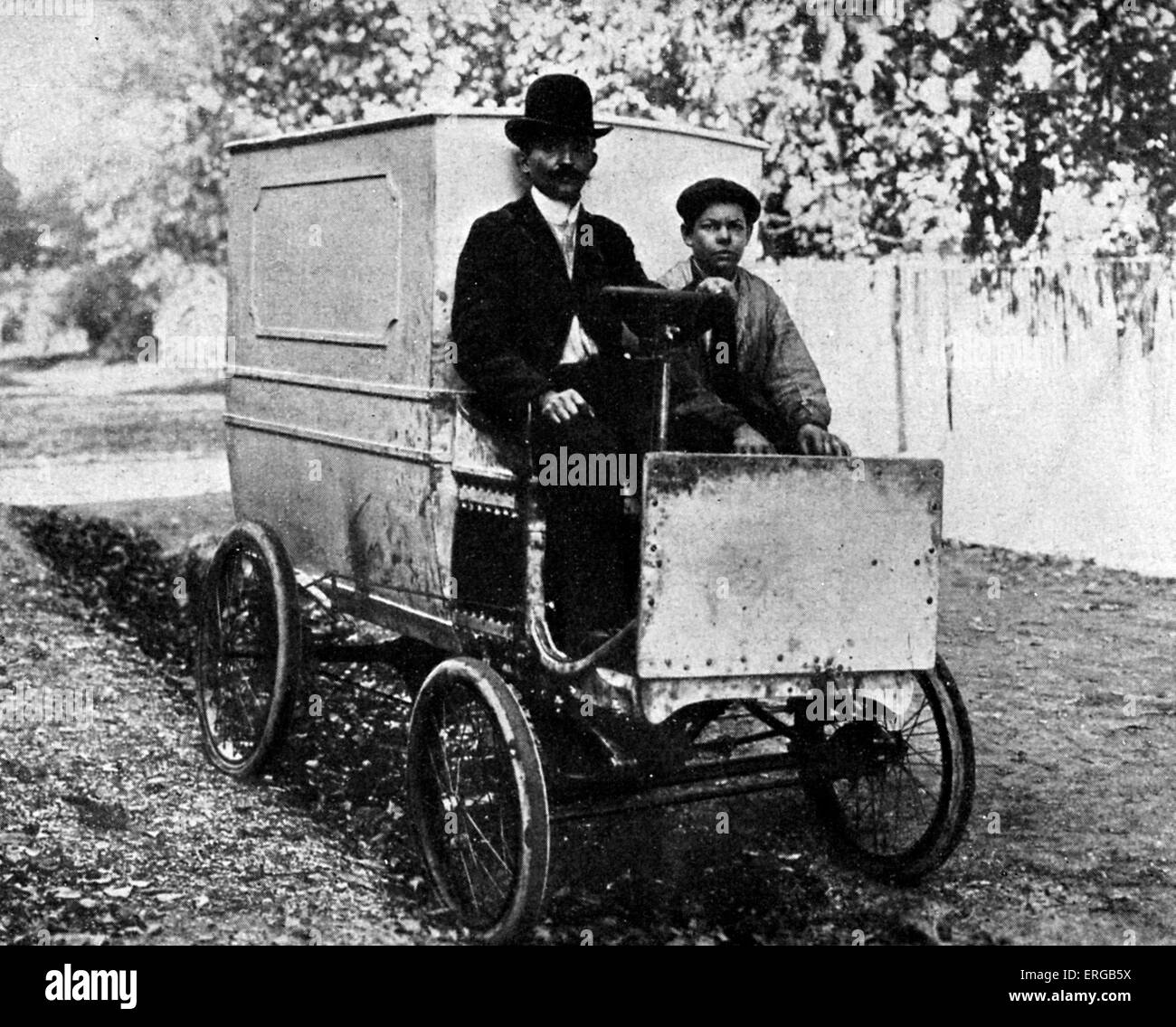 The first van by Renault brothers, early 20th century. Stock Photo