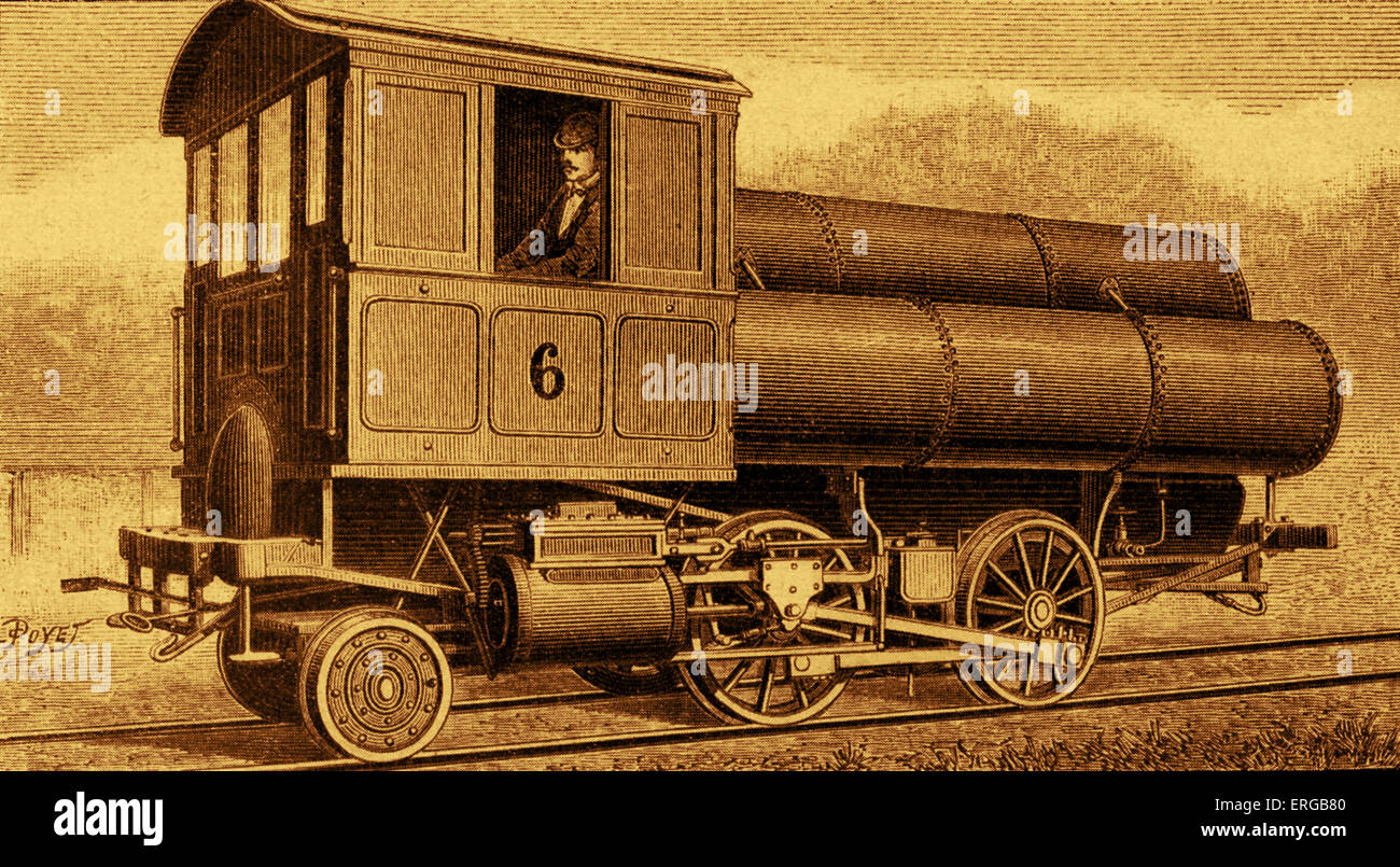 Locomotive running on air pressure, New York subway, 19th century. Stock Photo