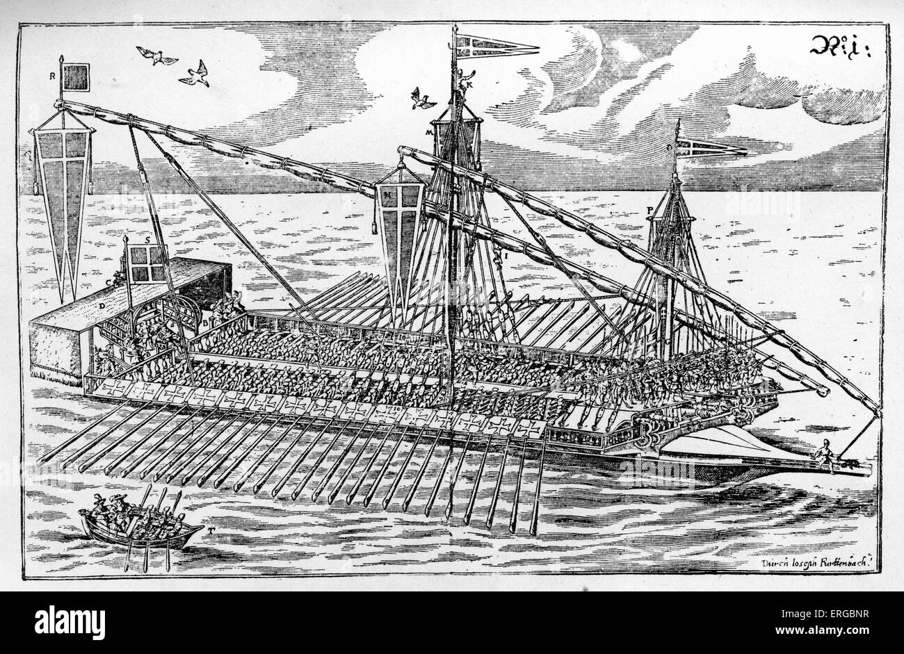 Admiral's galley -  17th century. Ship used by pirates. Stock Photo