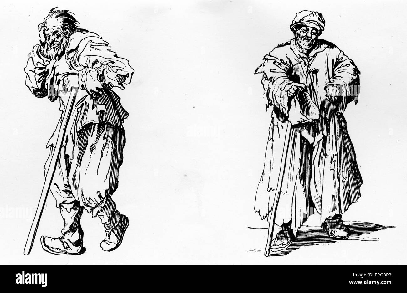 Vagrants of London - after the drawings of Jacques Callot (1592 - 1635). Stock Photo