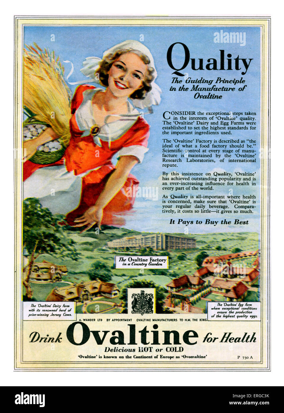 Advertisement for Ovaltine, 1950s. Stock Photo