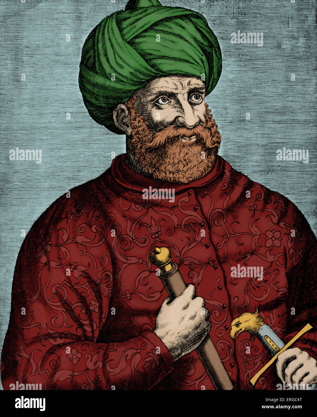 Kheyr-Ed-Din Barbarossa / Hayreddin Barbarossa or Barbarossa Hayreddin Pasha / Khizr. (Barbarossa means Redbeard in Italian). Stock Photo