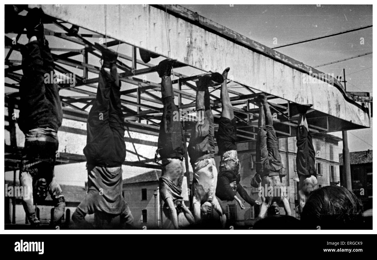Execution of Mussolini and others. 40th Prime Minister of Italy and leader of National Fascist Party: 29 July 1883 – 28 April Stock Photo