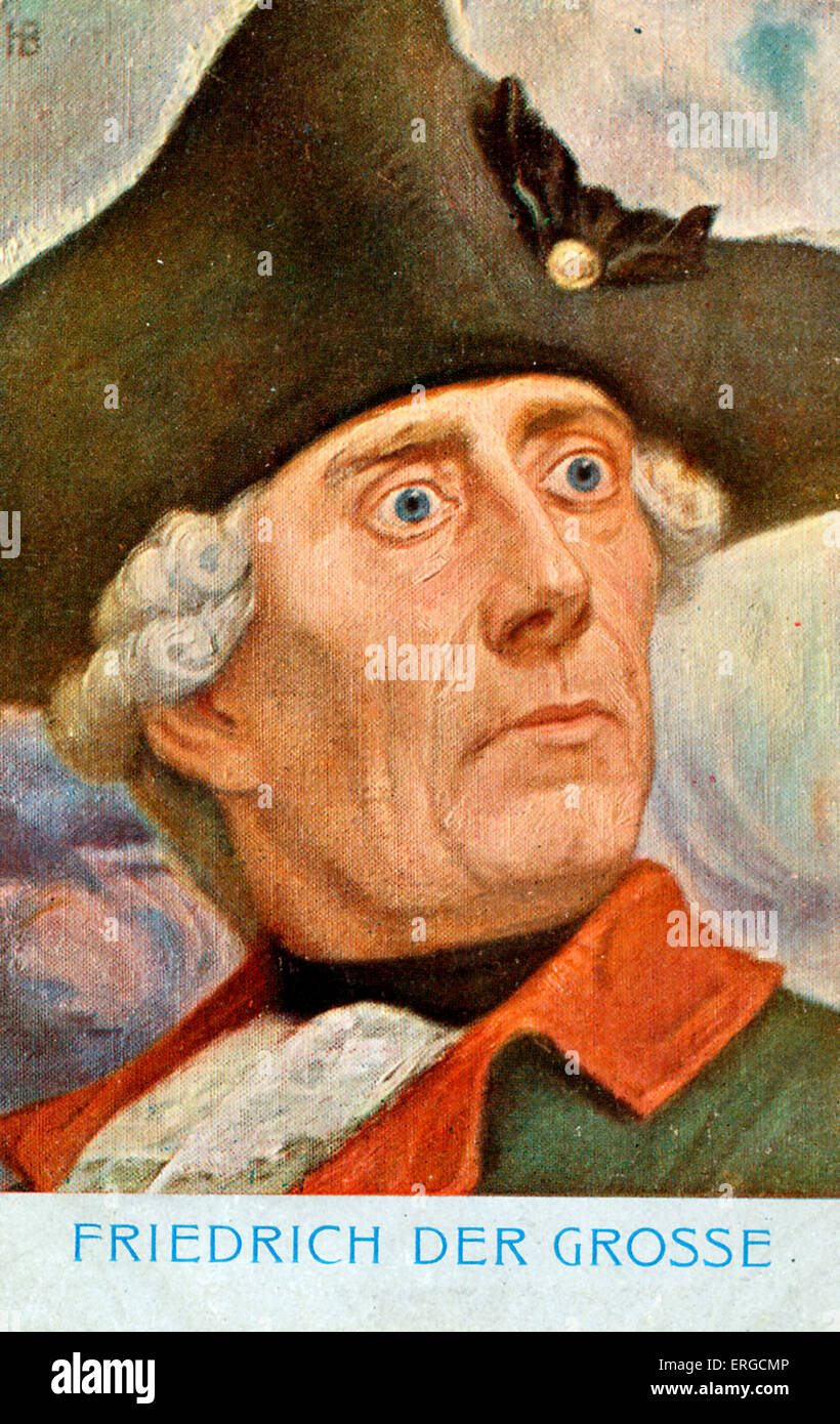 Frederick the Great - portrait. King of Prussia (Friedrich II) wearing tricorn: 24 January 1712  – 17 August 1786. Stock Photo