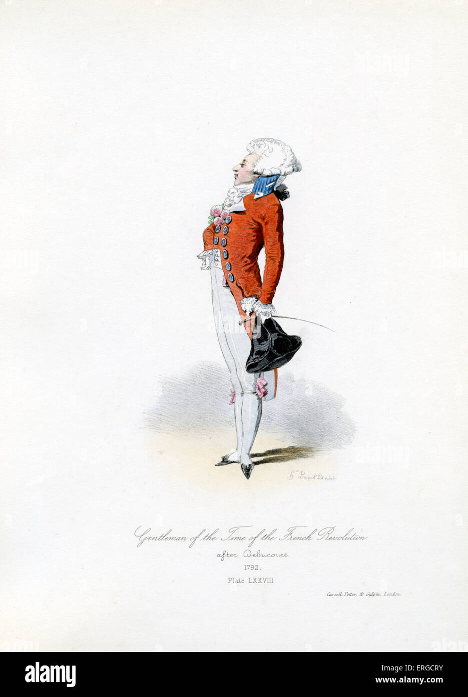 Gentleman of the time of the French Revolution, 1792 - from engraving by Hippolyte Pauquet after Debucourt. French Revolution: Stock Photo