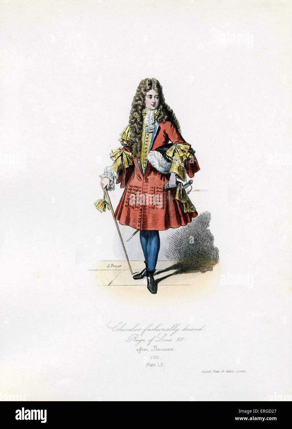 Louis XIV fashion. Chevalier with allonge wig, 1700.