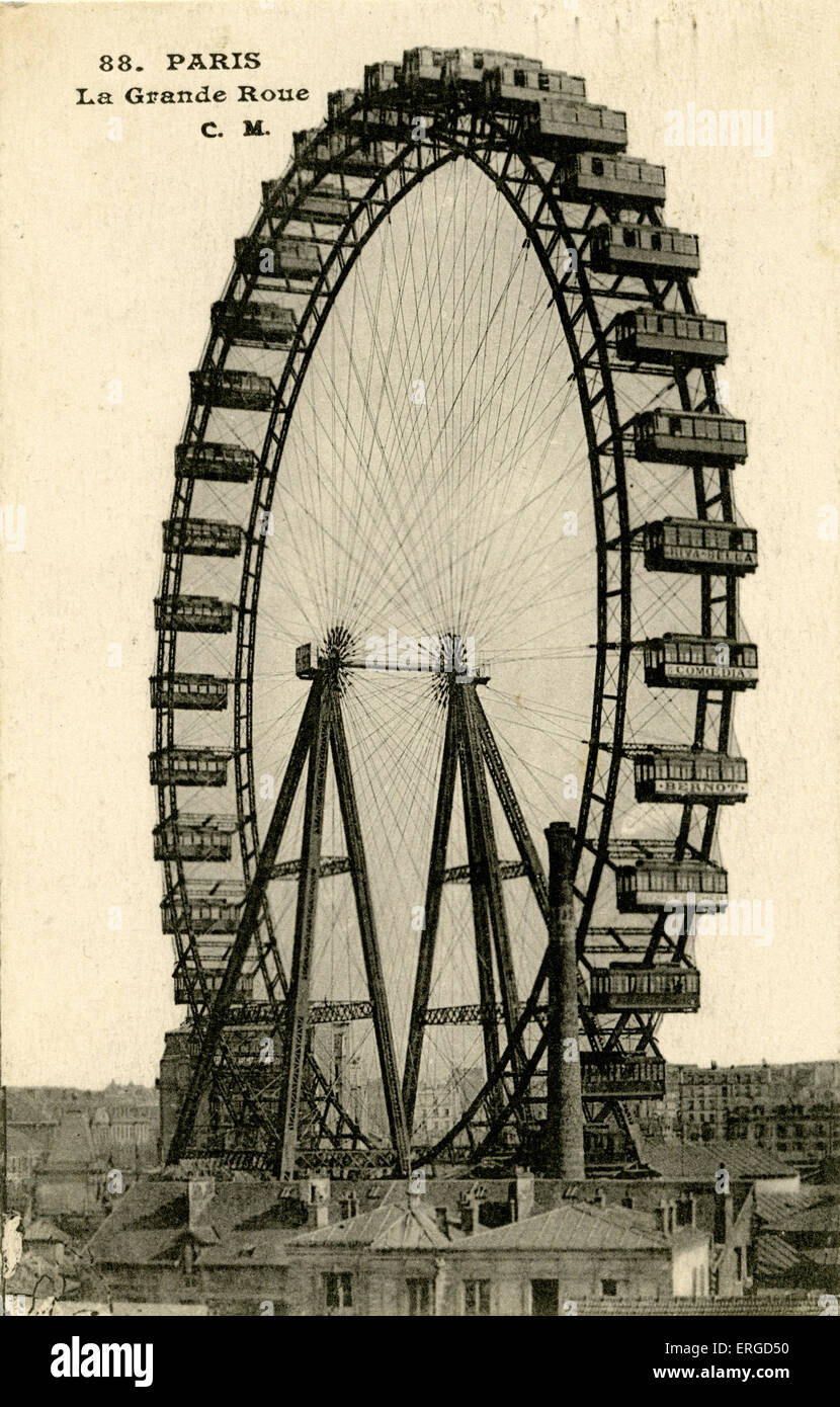 Grande Roue de Paris (ferris wheel) - early 20th century.Built for the Exposition Universelle/ World 's Fair of 1900 and Stock Photo