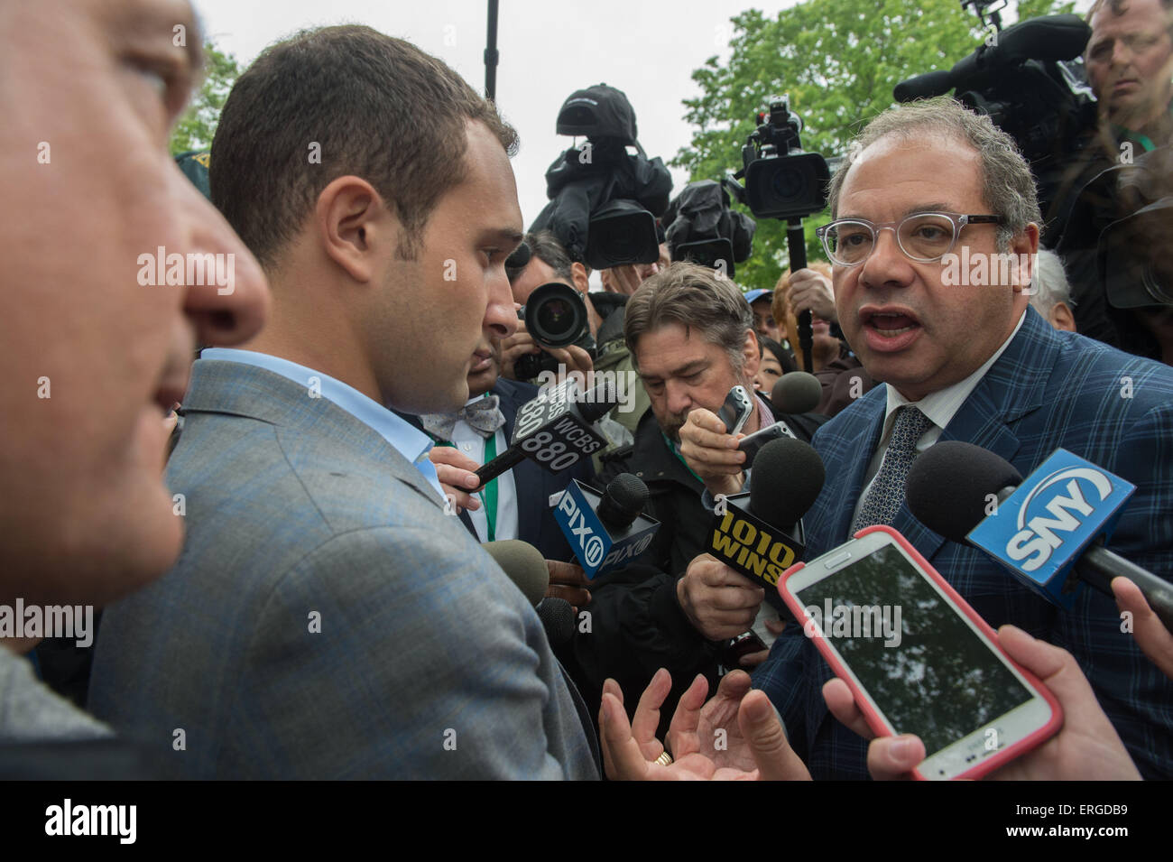 Elmont, New York, USA. 2nd June, 2015. Owner AHMED ZAYAT and his son