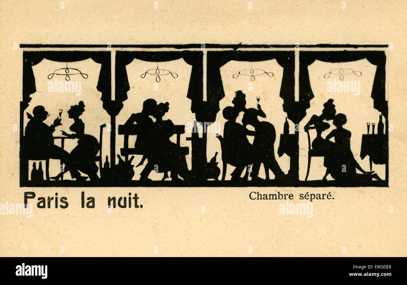 Paris by night ('Paris la nuit'), c. 1900. Private room (chambre séparé) in restaurant etc. for couples. Stock Photo