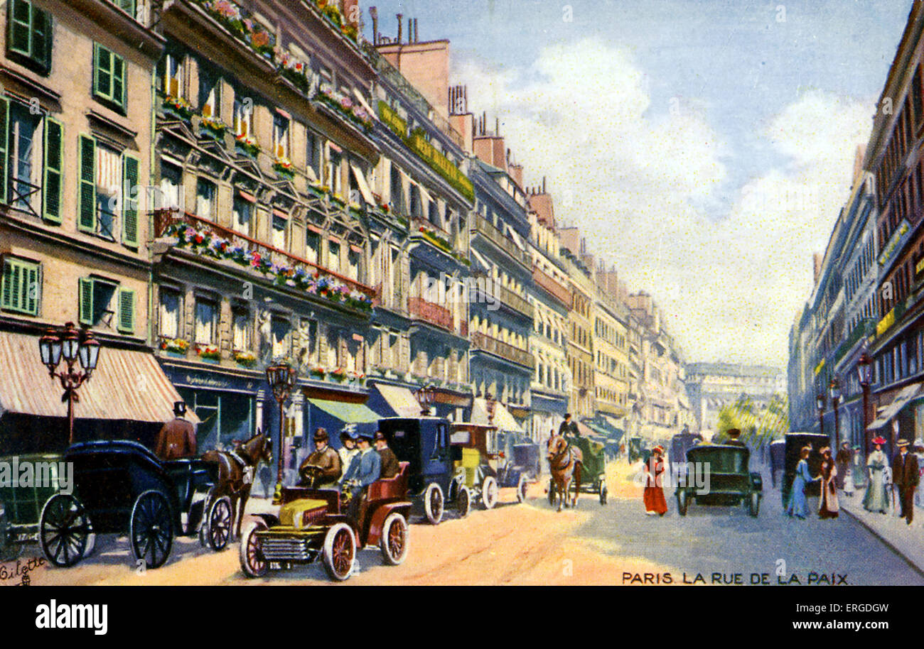 Rue de la Paix, Paris, c. 1900. Street view. Stock Photo
