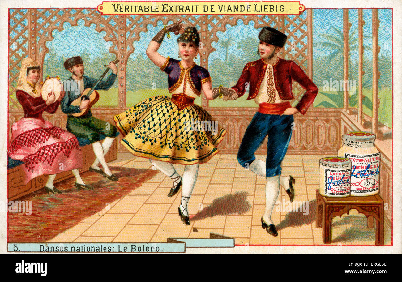 The Bolero. Caption reads: 'Le Bolero'. Liebig card series: Danses nationales (1889). Stock Photo