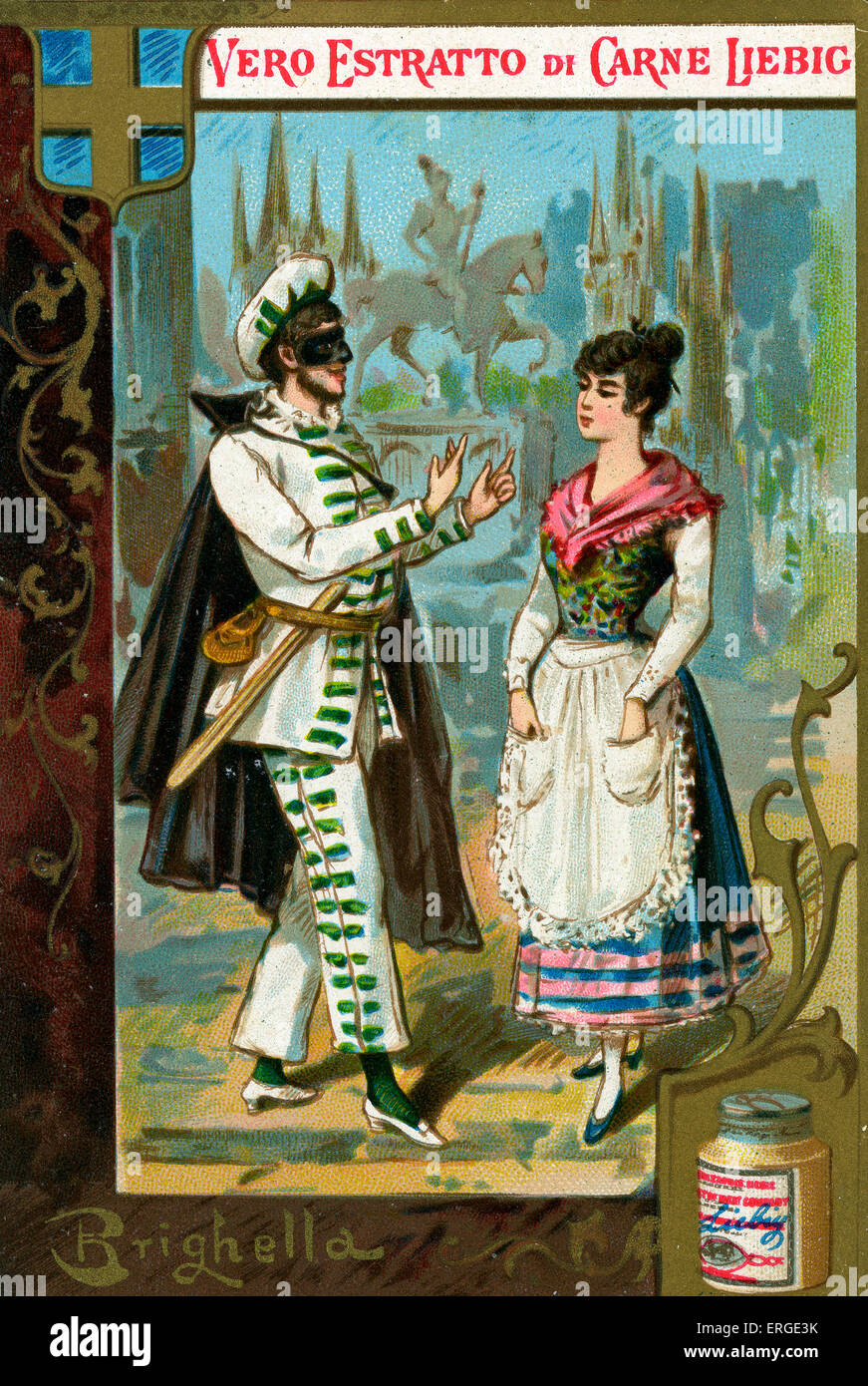 Brighella, a character from the Italian Commedia dell'arte. Liebig card series (1888). Stock Photo
