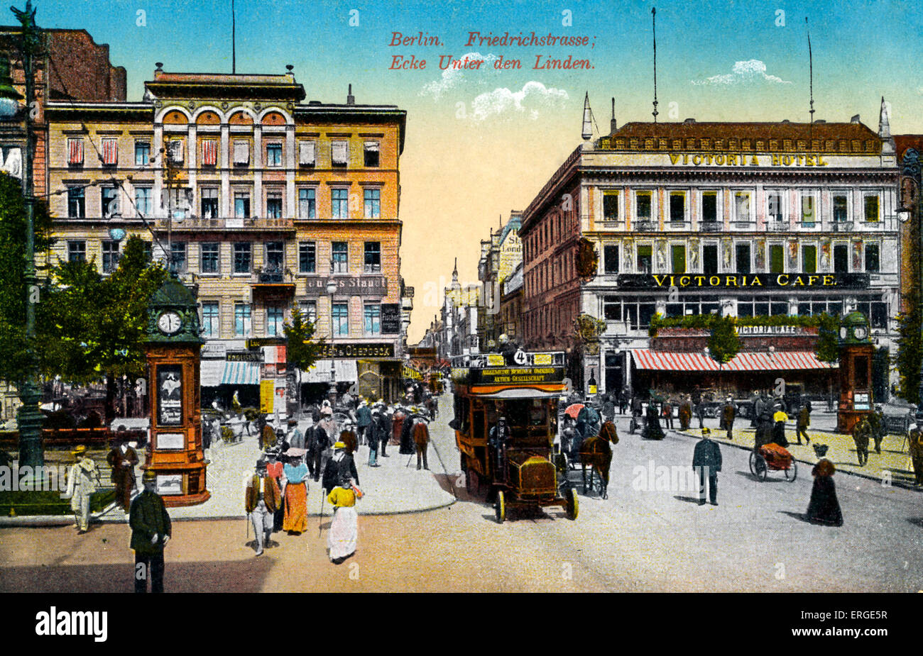 Friedrichstraße, Berlin, Germany  (early 20th century). On the corner of Unter den Linden. Stock Photo