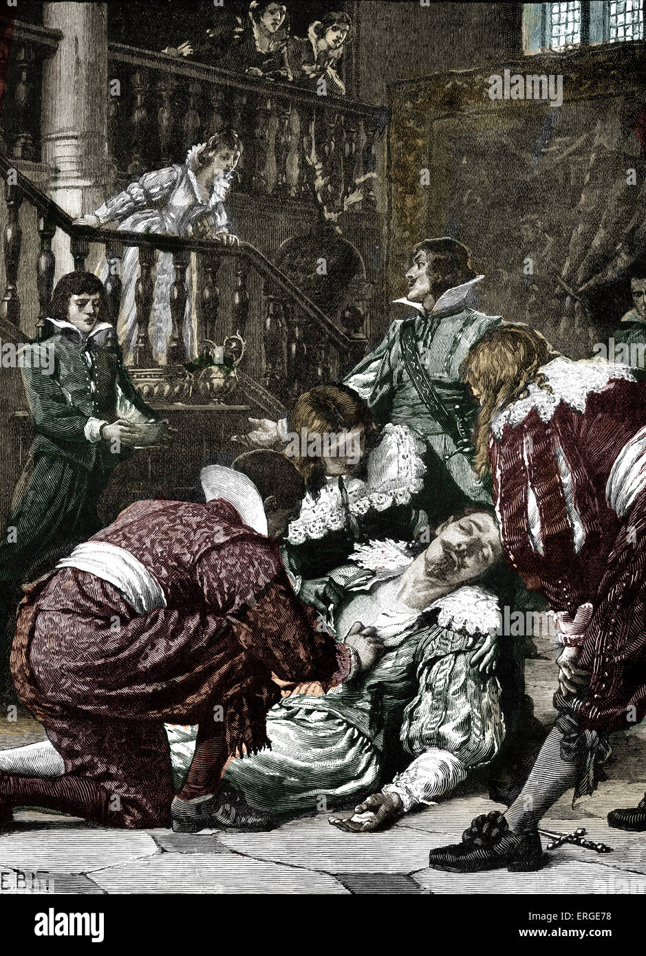 Assassination of George Villiers, Duke of Buckingham. Favourite of King Charles I: 28 August 1592 – 23 August 1628. Stabbed by Stock Photo