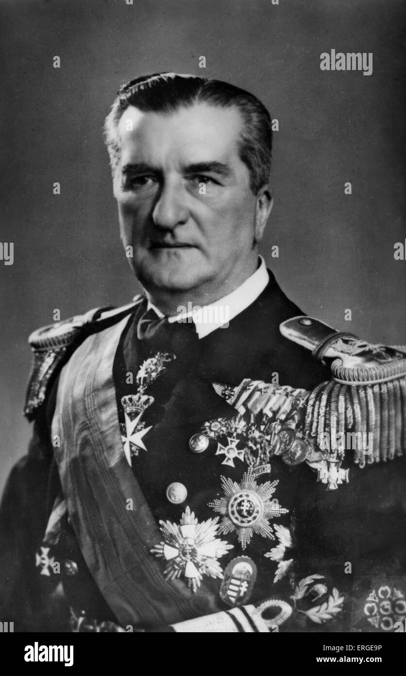 Miklós Horthy (Hungarian: Horthy Miklós) - portrait. Regent of the Kingdom of Hungary during the interwar years and throughout Stock Photo
