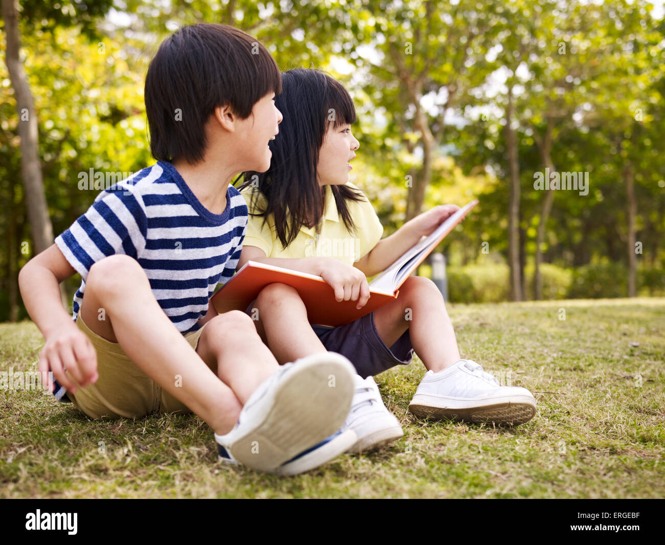 children playing outdoors Stock Photo