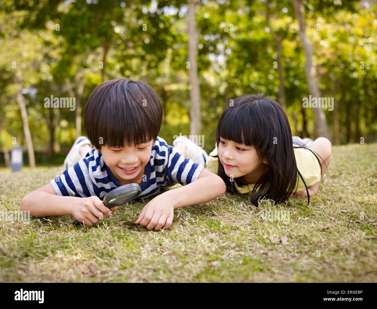 children in nature Stock Photo