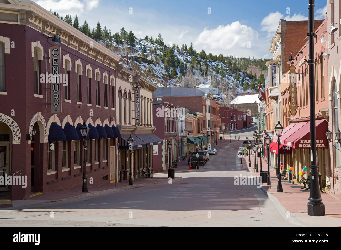 Central City, Colorado - A street in the historic district of Central City, located in the mountains west of Denver. Stock Photo