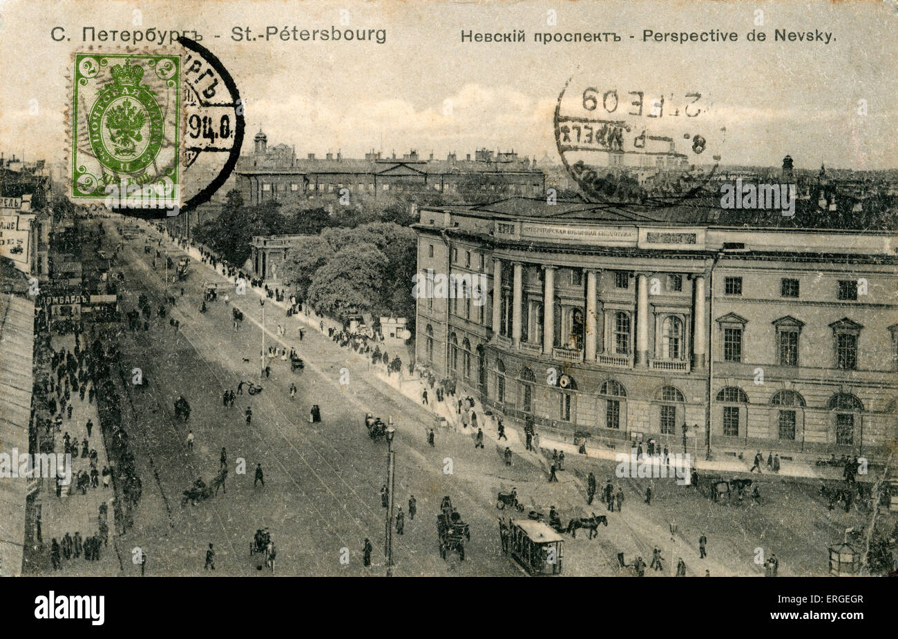 Nevsky Prospekt, St Petersburg, Russia. C. 1909. Main street of St Petersburg Stock Photo
