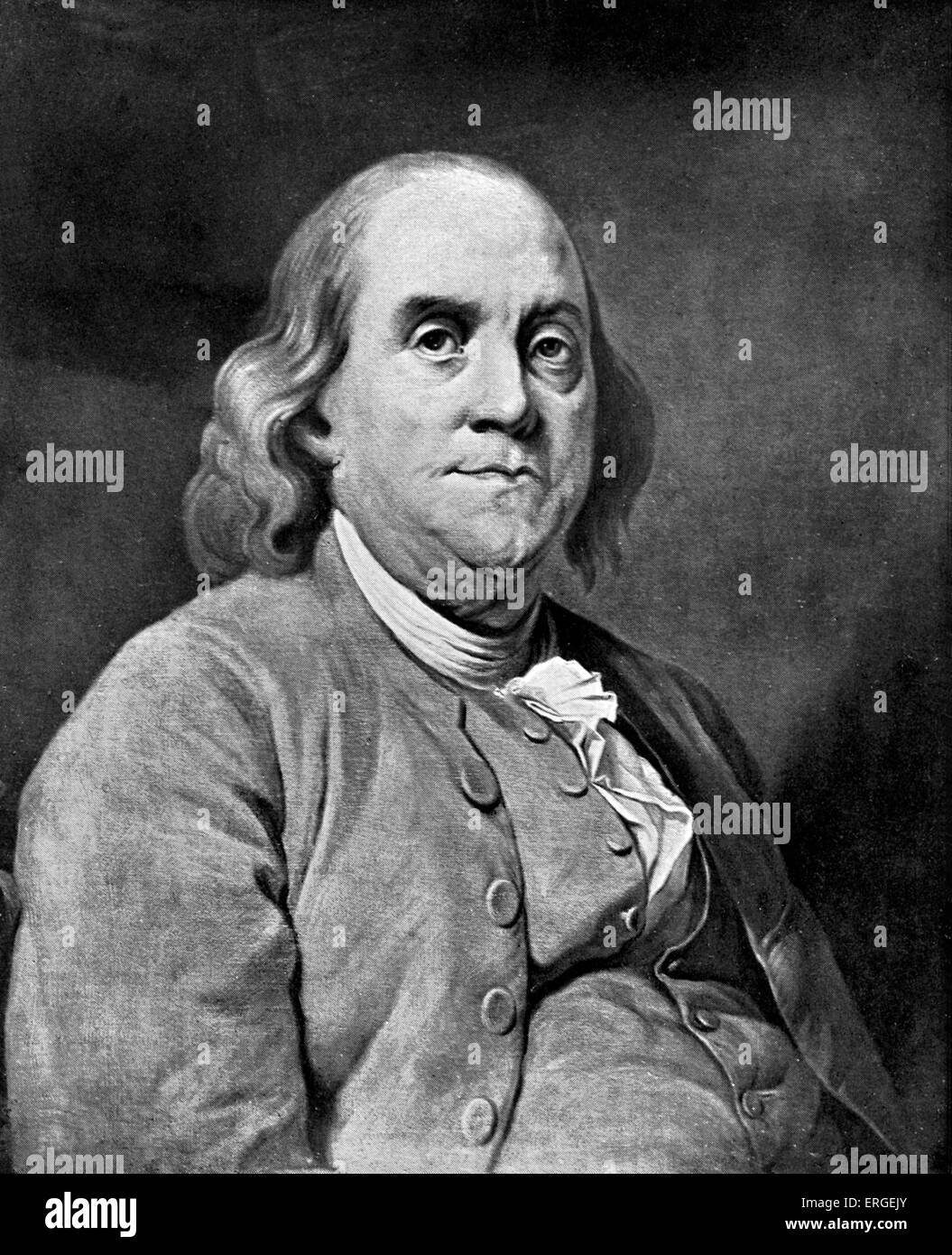 FRANKLIN, Benjamin - portrait Great American statesman, scholar and inventor. Invented the glass 'armonica'. (1706-1790) Stock Photo