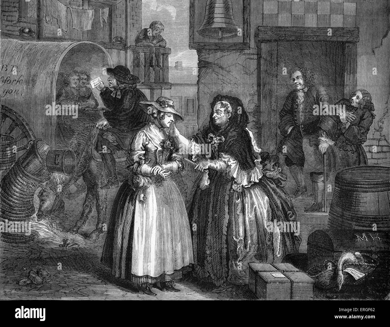 The Harlot's progress by William Hogarth. Plate I The arrival in