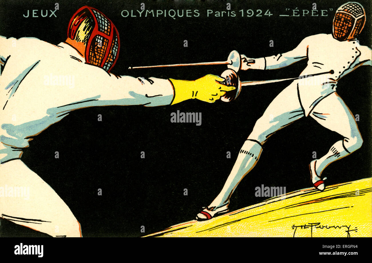 Olympics 1924 Paris France. Fencing championships. Jeux Olympiques