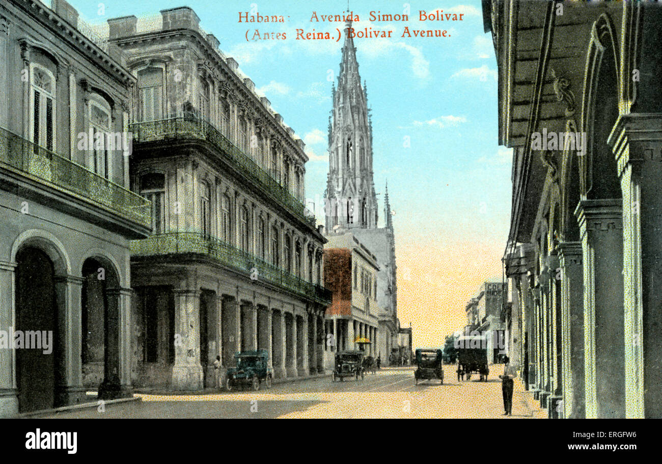 Simon Bolivar Avenue, Havana, Cuba . Early 20th century. Stock Photo