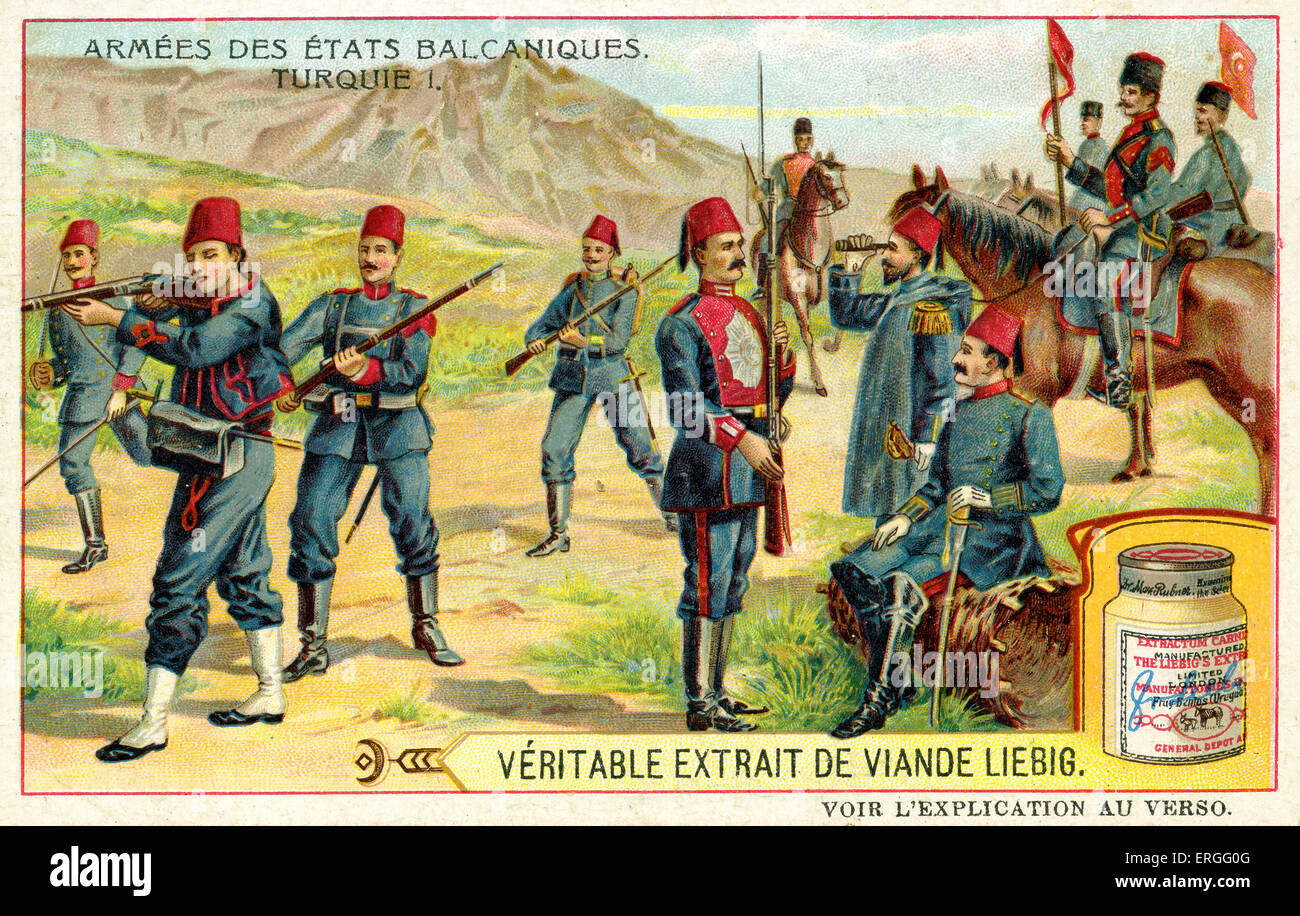 Armies of the Balkan States:  Turkey (1 of 2). 1910. (French: Armées des États balcaniques: Turquie. Liebig Extract of Meat Stock Photo