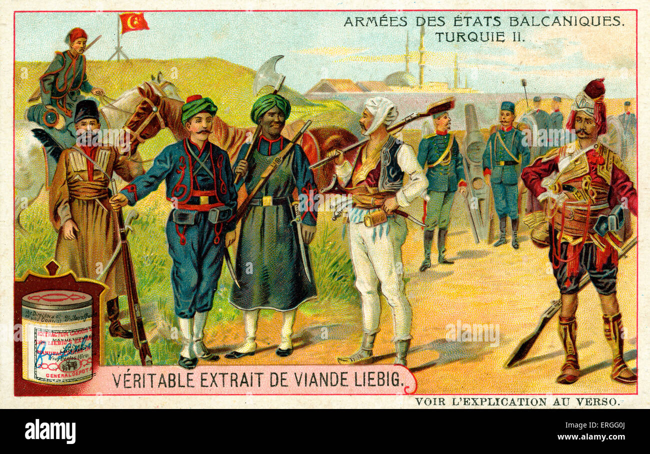 Armies of the Balkan States:  Turkey (2 of 2). 1910. (French: Armées des États balcaniques: Turquie. Liebig Extract of Meat Stock Photo