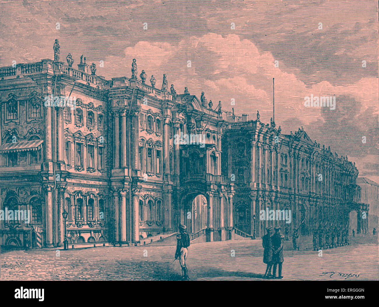 Winter Palace, St Petersburg, Russia. 1877 Constructed 1 754-1762  by architect Bartolomeo Francesco Rastrelli. Stock Photo