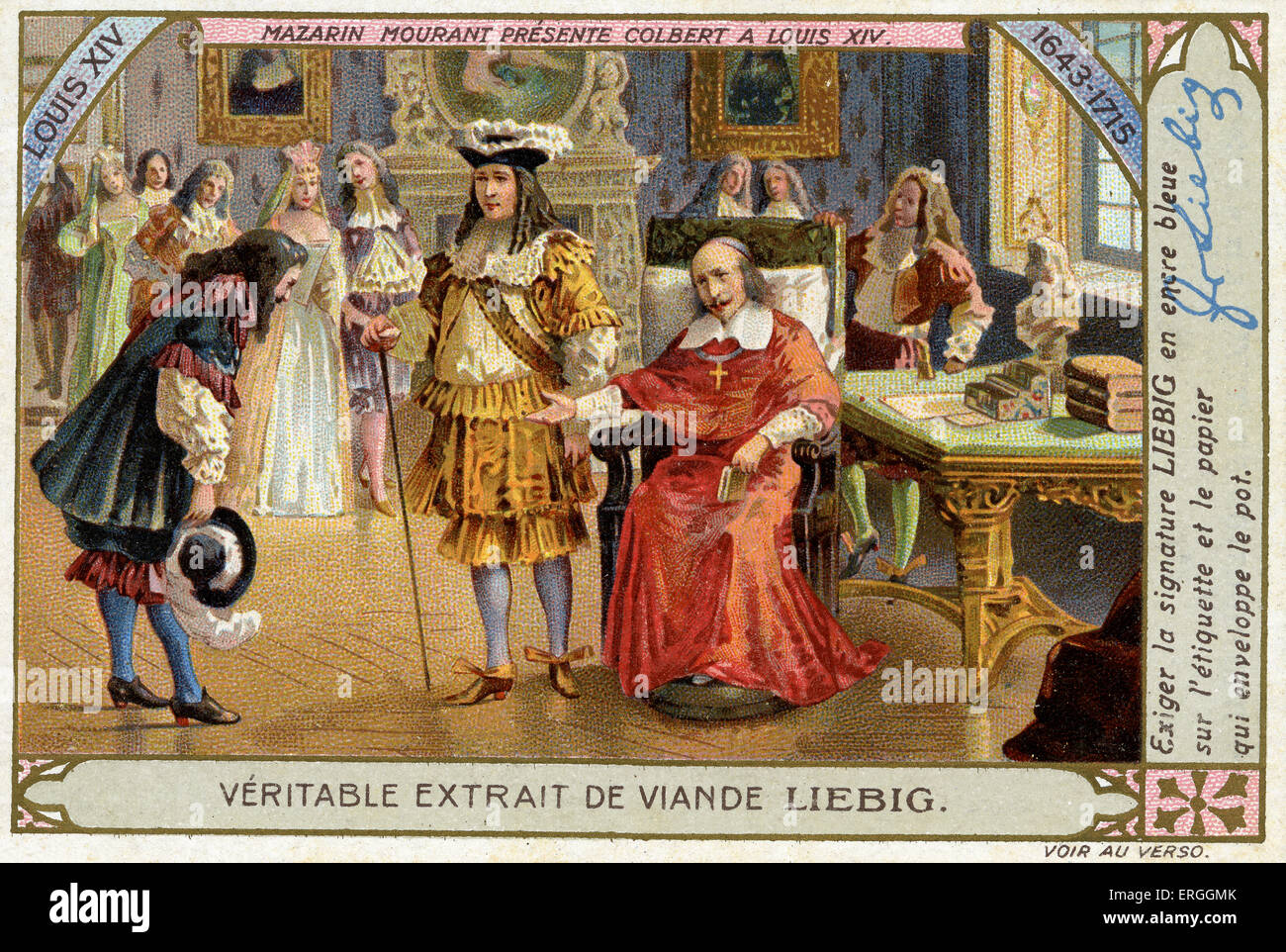 Reign of Louis XIV: Jean-Baptiste Colbert. Cardinal Mazarin, near death,  presents Jean-Baptiste Colbert to Louis XIV. LXIV Stock Photo - Alamy
