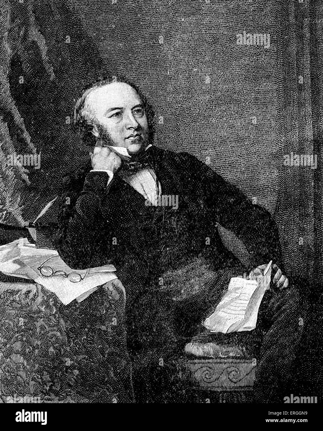 Sir Rowland Hill in 1847   portrait. English teacher, inventor and social reformer. Campaigner for postal system reform which Stock Photo