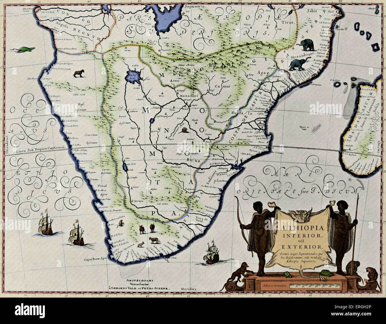 Map of the World   - published in Schenck 's 'Atlas Contractus', 1713. Stock Photo