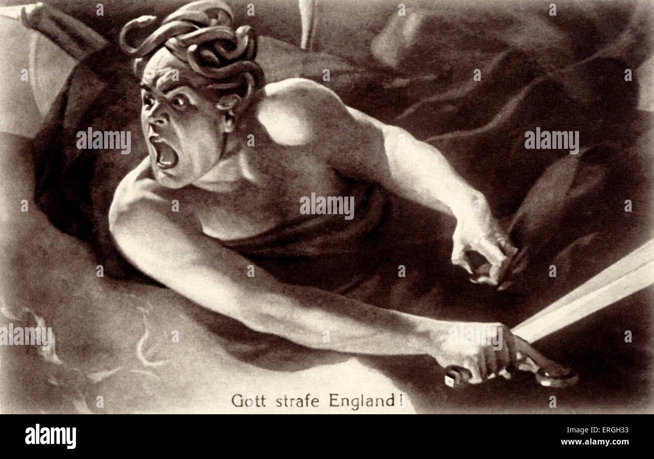 'Gott strafe England!' (May God Punish England'). Austrian propaganda from World War 1. 1916. Stock Photo